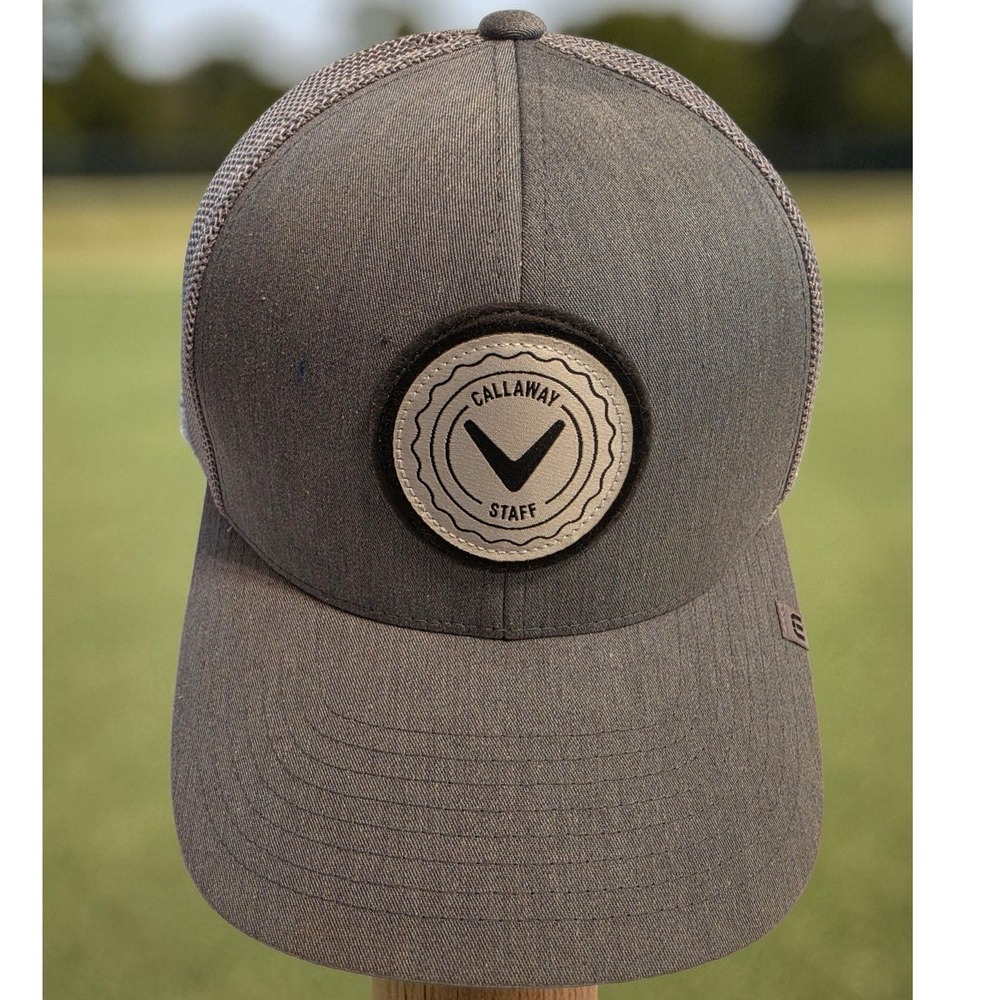 Callaway Staff Golf Hat Grey Flexfit 110 Snapback Mesh Trucker Cap Mens